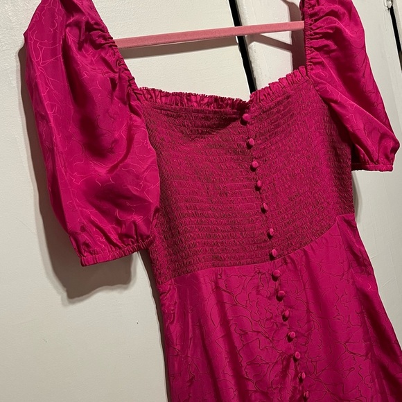 Ba&sh Sasha Smocked Dress in Fuchsia, Medium - Picture 8 of 16